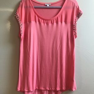 EXPRESS Pink Crystal Cap Sleeve Top
